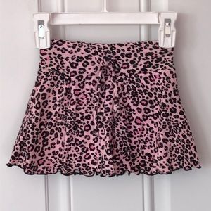 Pink leopard print skirt with shorts underneath